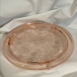 Pink Glass Cake Plate 1930's